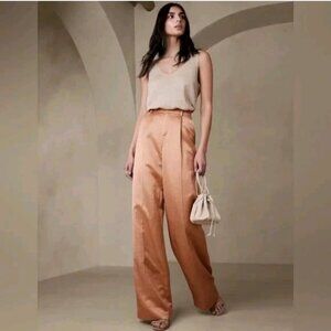 Banana Republic Casita Pink Bridgette Straight Satin Pants Size 12 NWOT